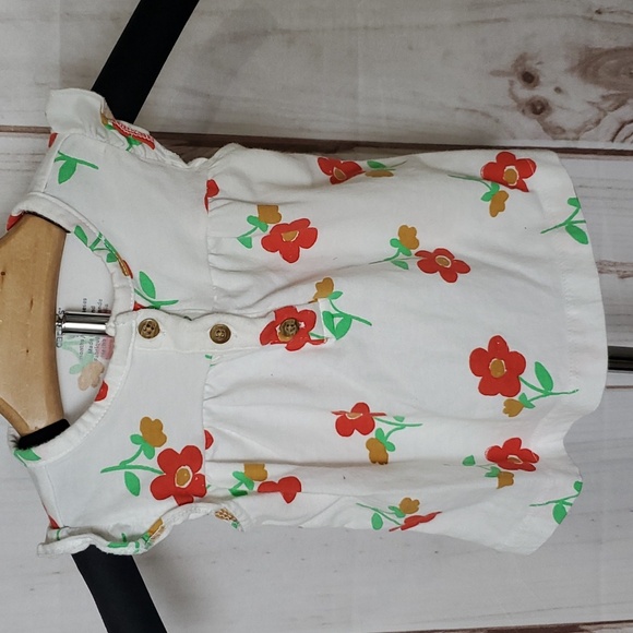 Carter's Other - Carter's Baby Girl Red Flower Short Sleeve Shirt Size 9 Months 100% Cotton